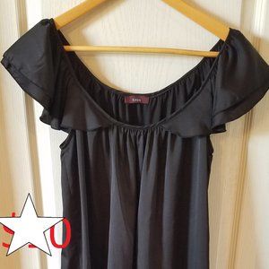 Black satin maternity dress